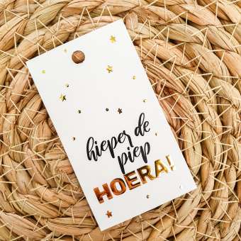 Cadeaulabel | hieperdepiep hoera | 4 stuks